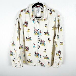 DISNEY PARKS Mickey And Friends Long Sleeves Button Top, Size Large